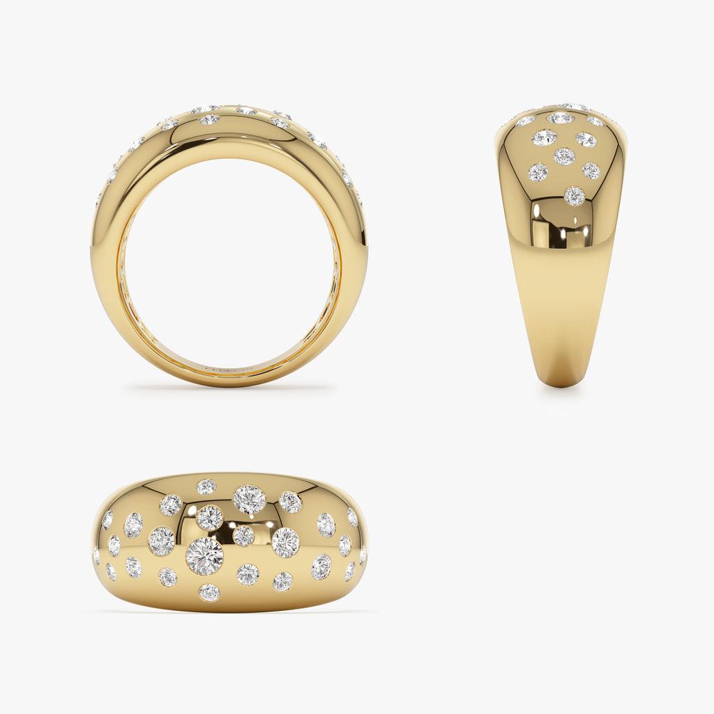14k Gold Flush Setting Cluster Dome Ring – Ferkos Fine Jewelry