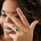 14k Three Stone Emerald Engagement Ring  Ferkos Fine Jewelry