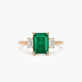 14k Three Stone Emerald Engagement Ring 14K Rose Gold Ferkos Fine Jewelry