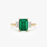 14k Three Stone Emerald Engagement Ring 14K Gold Ferkos Fine Jewelry