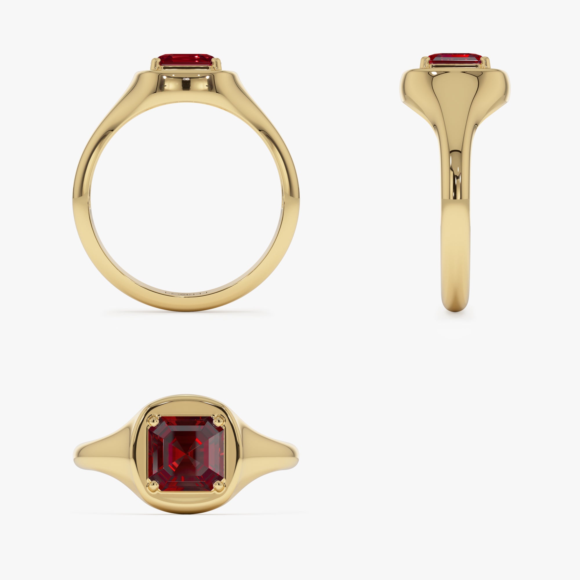 14K Asscher Cut Garnet Signet Ring Ferkos Fine Jewelry
