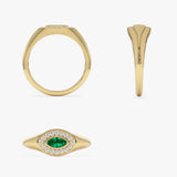 14K Marquise Emerald Halo Setting Ring Ferkos Fine Jewelry