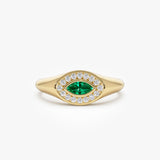14K Marquise Emerald Halo Setting Ring 14K Gold Ferkos Fine Jewelry