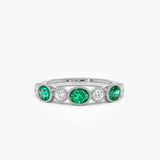 14k Emerald Diamond Milgrain Stacking Band Ferkos Fine Jewelry