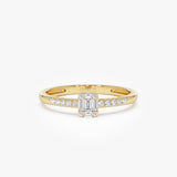 14k Baguette Diamond Cluster Stacking Pavé Band 14k Gold Ferkos Fine Jewelry