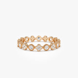 14k Diamond Eternity Bezel and Clover Ring 14k Rose Gold Ferkos Fine Jewelry