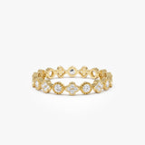 14k Diamond Eternity Bezel and Clover Ring 14k Gold Ferkos Fine Jewelry