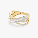 14k Diamond Multi Row Criss Cross Band Ring Ferkos Fine Jewelry