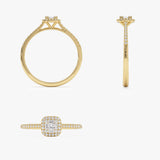 14k Diamond Halo Ring with Round and Baguette Ferkos Fine Jewelry