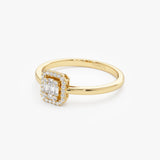 14k Diamond Halo Ring Rectangular Baguette Style Ferkos Fine Jewelry