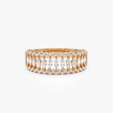 14k Wide Marquise Diamond Band with Pavé Accents 14k Rose Gold Ferkos Fine Jewelry
