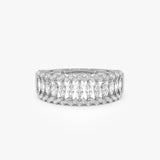 14k Wide Marquise Diamond Band with Pavé Accents Ferkos Fine Jewelry