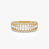 14k Wide Marquise Diamond Band with Pavé Accents 14k Gold Ferkos Fine Jewelry