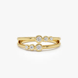 14K Double Row Bezel Setting Diamond Ring 14k Gold Ferkos Fine Jewelry