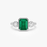 14k Emerald Bezel Set Three Stone Ring Ferkos Fine Jewelry