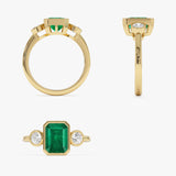 14k Emerald Bezel Set Three Stone Ring Ferkos Fine Jewelry
