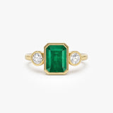 14k Emerald Bezel Set Three Stone Ring 14k Gold Ferkos Fine Jewelry