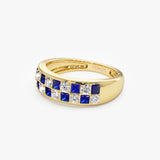 14K Square Sapphire & Diamond Wedding Ring Ferkos Fine Jewelry