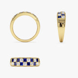 14K Square Sapphire & Diamond Wedding Ring Ferkos Fine Jewelry