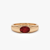 14k Ruby Oval Burnish Dome Ring 14K Rose Gold Ferkos Fine Jewelry