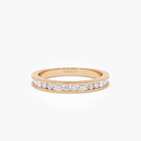14k Baguette and Round Diamond Channel Band 14k Rose Gold Ferkos Fine Jewelry