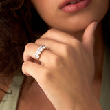 2.75 ctw 14k Prong Setting Five Stone Oval Shape Lab Grown Diamond Anniversary Ring - Giada Ferkos Fine Jewelry