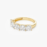 2.65 ctw 14k Prong Setting Five Stone Cushion Cut Lab Grown Diamond Anniversary Ring - Tonia Ferkos Fine Jewelry