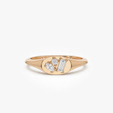 14k Diamond Signet Ring with Mixed Cuts 14K Rose Gold Ferkos Fine Jewelry