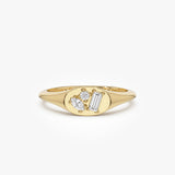 14k Diamond Signet Ring with Mixed Cuts 14K Gold Ferkos Fine Jewelry