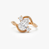1.5 Ctw 14k Lab Grown Diamond Pear Shape Bypass Unique Engagement Ring - Irene Ferkos Fine Jewelry