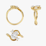 1.5 Ctw 14k Lab Grown Diamond Pear Shape Bypass Unique Engagement Ring - Irene Ferkos Fine Jewelry