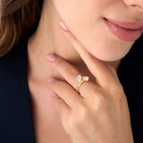 1.50 Ctw 14k Prong Setting Marquise & Round Lab Grown Diamond Toi Moi Ring - Marla Ferkos Fine Jewelry