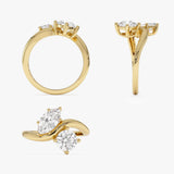 1.50 Ctw 14k Prong Setting Marquise & Round Lab Grown Diamond Toi Moi Ring - Marla Ferkos Fine Jewelry