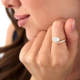 1.50 Ctw 14k Lab Grown Oval Shaped Curved Pavé Band Enagement Ring - Nadia Ferkos Fine Jewelry