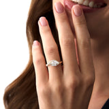 1.55 Ctw 14k Lab Grown Marqusie Shaped Curved Pavé Band Enagement Ring - Livia Ferkos Fine Jewelry
