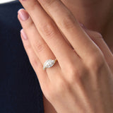 1.55 Ctw 14k Lab Grown Marqusie Shaped Curved Pavé Band Enagement Ring - Livia Ferkos Fine Jewelry