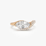 1.55 Ctw 14k Lab Grown Marqusie Shaped Curved Pavé Band Enagement Ring - Livia Ferkos Fine Jewelry