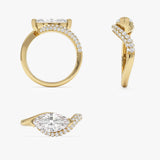 1.55 Ctw 14k Lab Grown Marqusie Shaped Curved Pavé Band Enagement Ring - Livia Ferkos Fine Jewelry