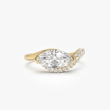 1.55 Ctw 14k Lab Grown Marqusie Shaped Curved Pavé Band Enagement Ring - Livia 14k Gold Ferkos Fine Jewelry