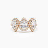 1.90 Ctw 14k Pear Shaped Halo Setting Lab Grown Diamond Ring - Viola Ferkos Fine Jewelry