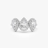 1.90 Ctw 14k Pear Shaped Halo Setting Lab Grown Diamond Ring - Viola 14k White Gold Ferkos Fine Jewelry