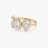 1.90 Ctw 14k Pear Shaped Halo Setting Lab Grown Diamond Ring - Viola Ferkos Fine Jewelry