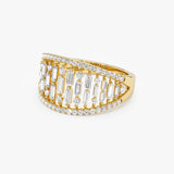 14k Gold Multi Row Baguette Diamond Statement Ring Ferkos Fine Jewelry