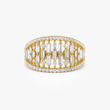 14k Gold Multi Row Baguette Diamond Statement Ring 14k Gold Ferkos Fine Jewelry