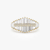14k Tiered Baguette Diamond Statement Cocktail Ring 14K Gold Ferkos Fine Jewelry
