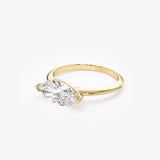1.5 ctw 14k Marquise Shaped East-West V Prong Lab Grown Diamond Engagement Ring - Vanna Ferkos Fine Jewelry