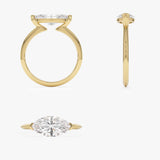 1.5 ctw 14k Marquise Shaped East-West V Prong Lab Grown Diamond Engagement Ring - Vanna Ferkos Fine Jewelry