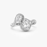 2.10 Ctw 14k Bezel Setting Asscher Cut Lab Grown Diamond Unique Toi Moi Ring - Paola 14k White Gold Ferkos Fine Jewelry