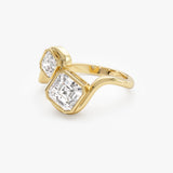 2.10 Ctw 14k Bezel Setting Asscher Cut Lab Grown Diamond Unique Toi Moi Ring - Paola Ferkos Fine Jewelry