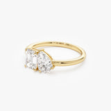 1.50 Ctw 14k Emerald Cut and Pear Shaped Lab Grown Diamond Toi Et Moi Ring - Amabel Ferkos Fine Jewelry